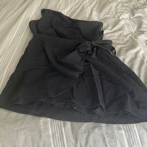 LILLUSORY Womens One Shoulder Mini Dress Wrap Ruched Tie Waist Short Dress